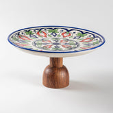 Ceramic & Wood Serving Platter - 10 Inch - Eyaas